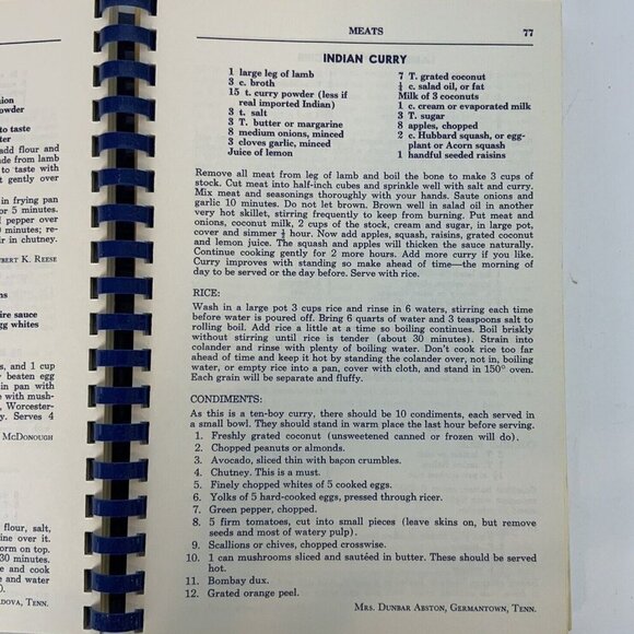 The Memphis Cookbook By Junior League Tennessee Recipes Spiral Bound 1981 - Picture 8 of 13
